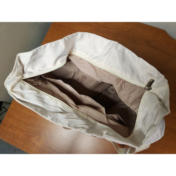 HXLGMD Beige Foldable Nylon Tote Bag For Women With Zippered Pockets 16 X 16 - Picture 5 of 11